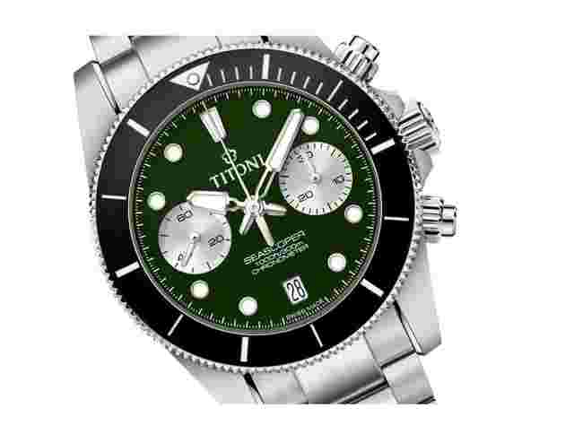 Titoni Seascoper Chronograph Green New Full Set Warranty Official dealer 