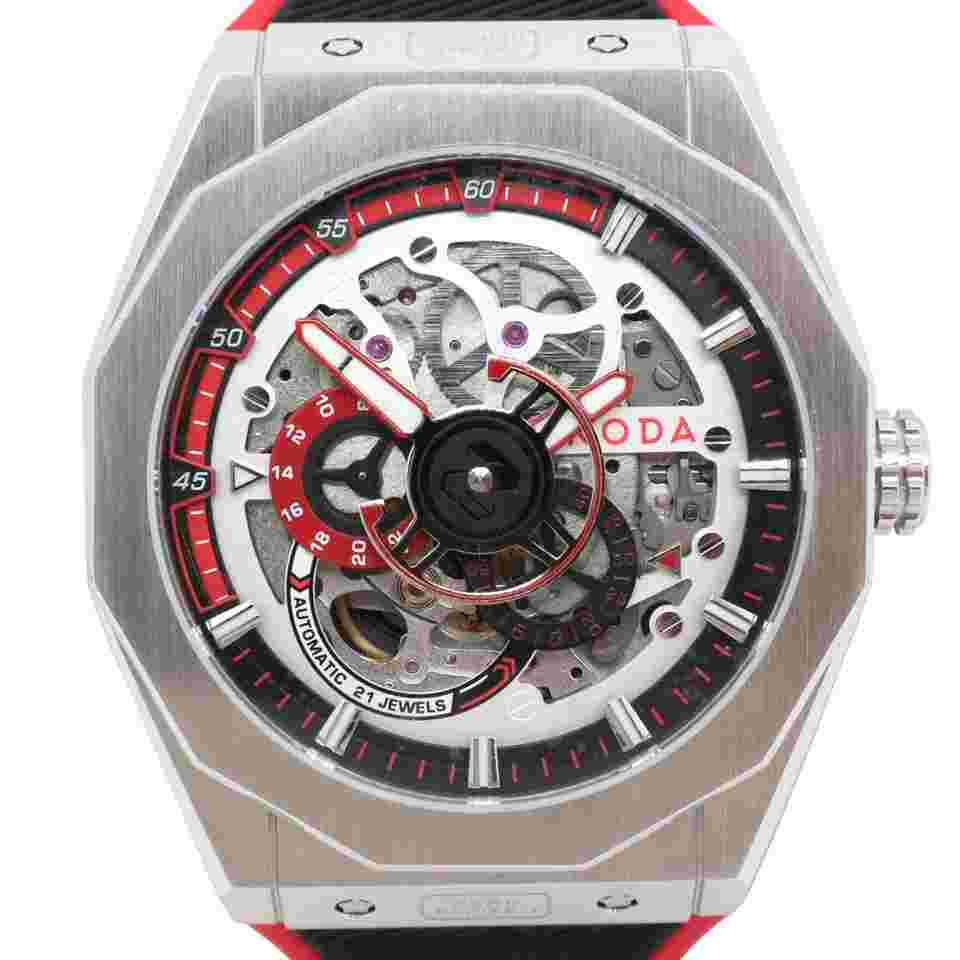 Noda Aero Series-1 43MM Stainless Steel Red Skeleton Dial Automatic Watch