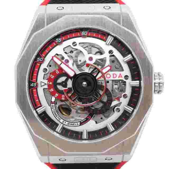 Noda Aero Series-1 43MM Stainless Steel Red Skeleton Dial Automatic Watch 