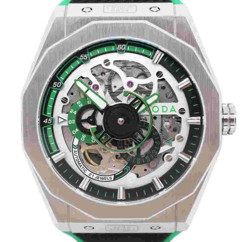Noda Aero Series-1 43MM Stainless Steel Green Skeleton Dial Automatic Watch