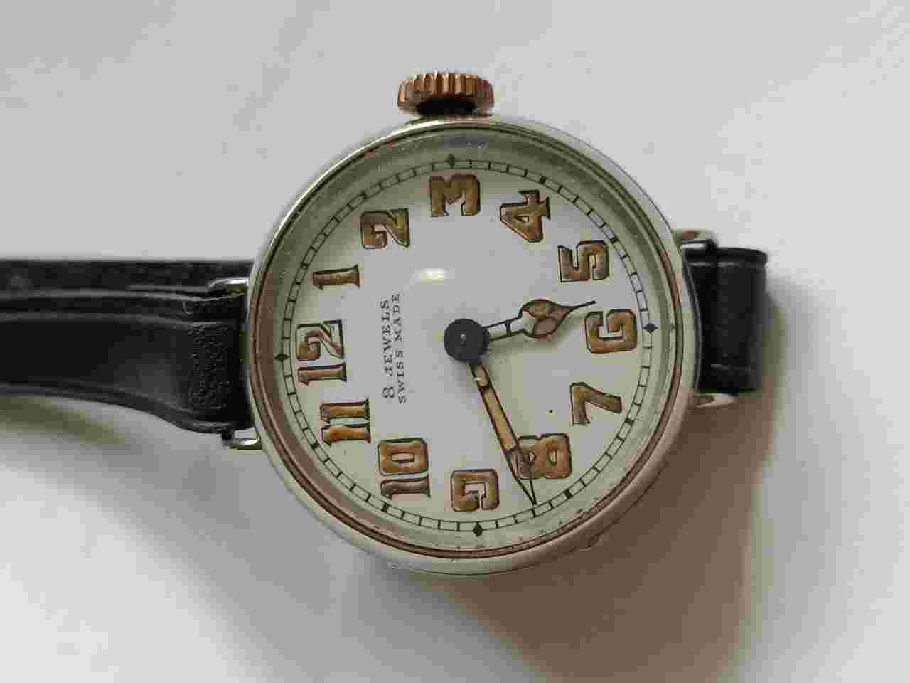TRENCH WRİST WATCH ANTİQUE WATCH WİTH ENAMEL DİAL