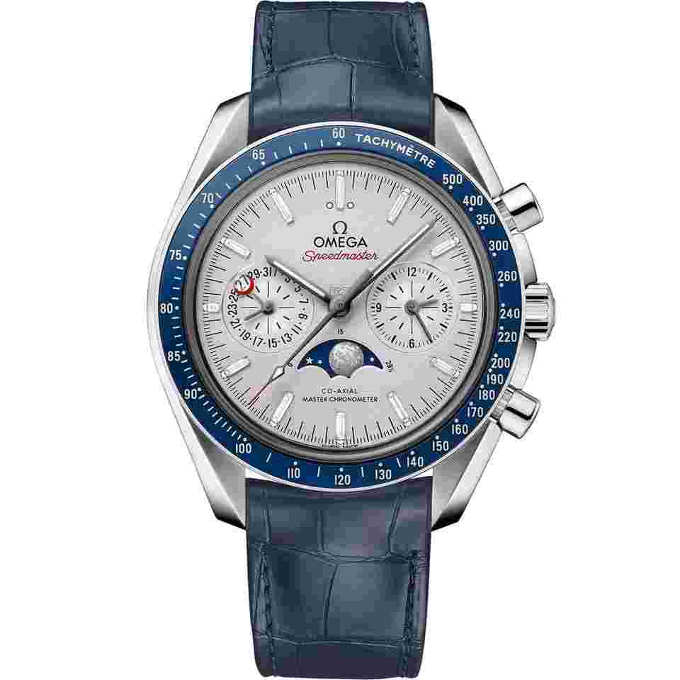 Omega Speedmaster Moonphase Two counters Speedmaster Moonphase Two Counters 44.25 mm Platinum on Leather Strap - 304.93.44.52.99.004
