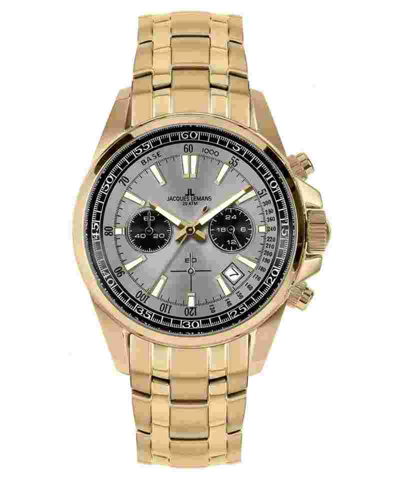 Jacques Lemans 1-2117ZO Herrenuhr Chronograph Liverpool Goldfarben/Grau