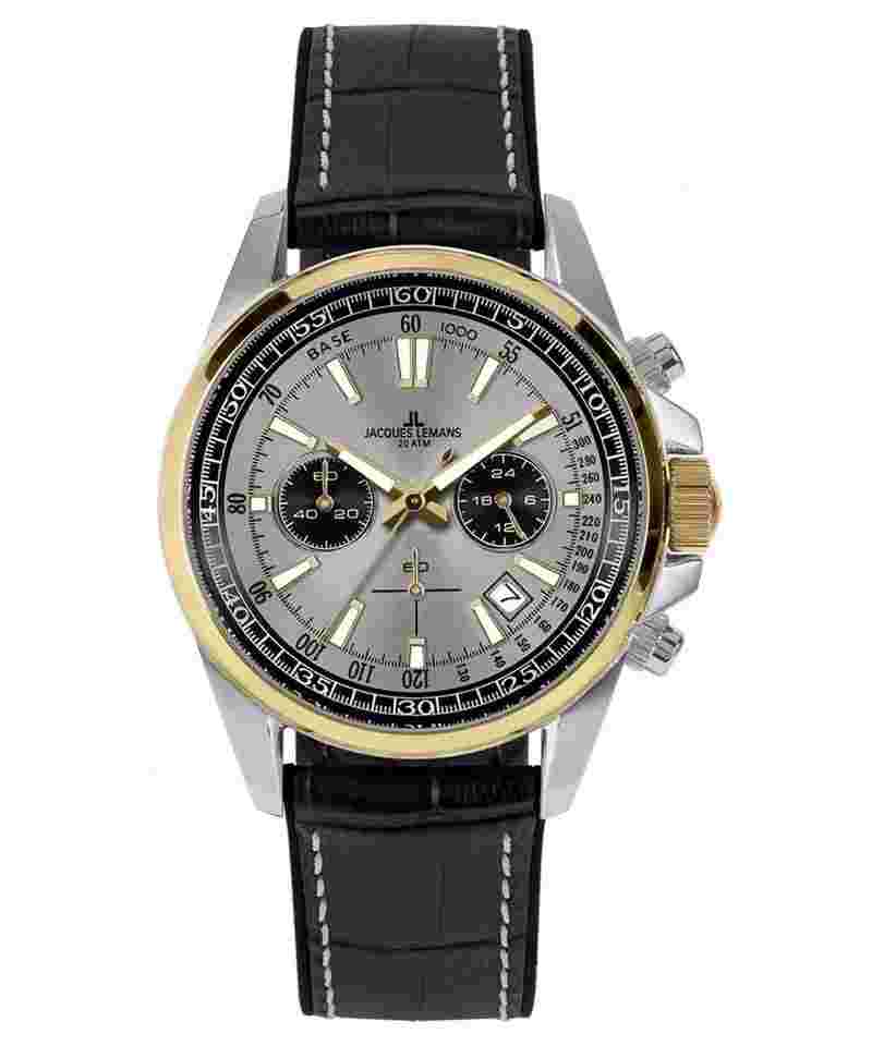 Jacques Lemans 1-2117ZL Herrenuhr Chronograph Liverpool Schwarz/Grau