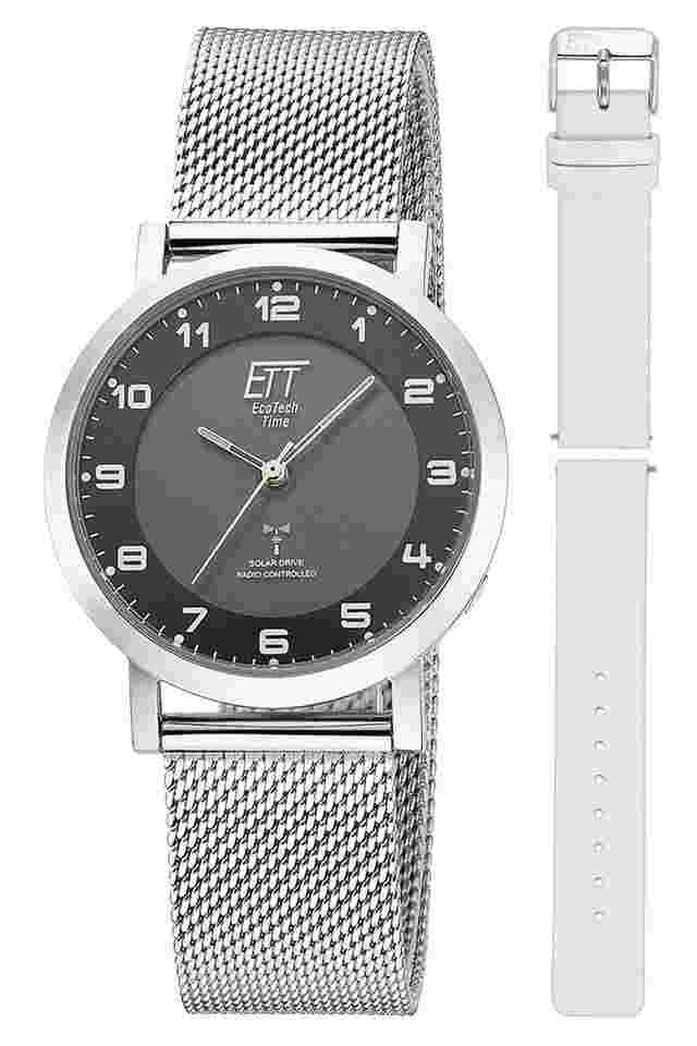 ETT Eco Tech Time ELS-11625-22MS Damen Funk-Solaruhr Atacama Edelstahl mit 2 Bändern 