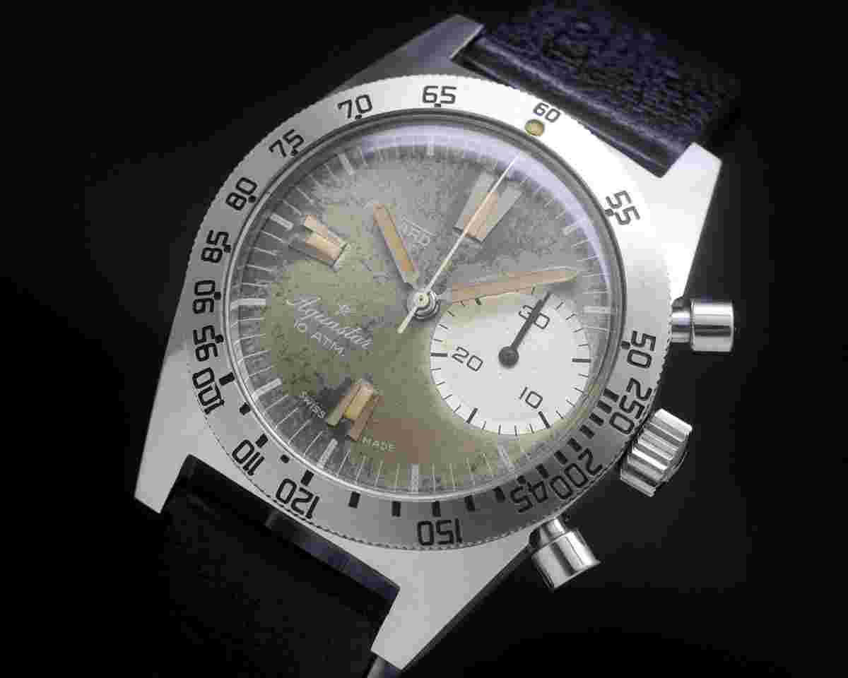 Aquastar Duward Aquastar Deepstar NOS tropicalized Chronograph Valjoux 92 vintage FULLY SERVICED Never used unopened since the 70's til now incredible dial