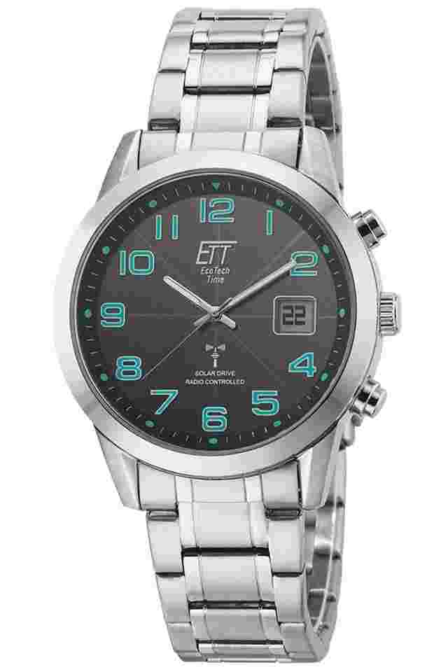 ETT Eco Tech Time EGS-11500-22M Herrenuhr Funk-Solar Basic Stahl/Schwarz 