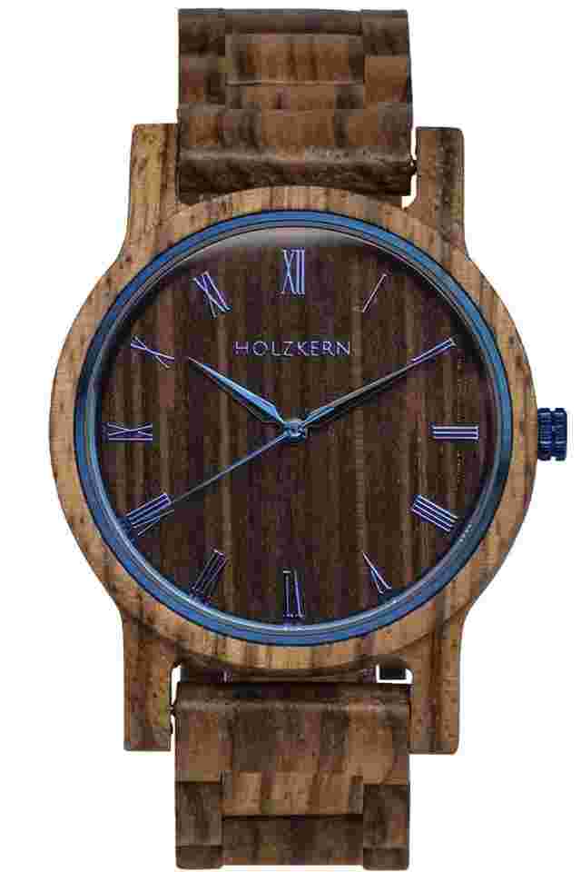 Holzkern Armbanduhr Quarz Herbstmorgen Zebrano/Wenge 