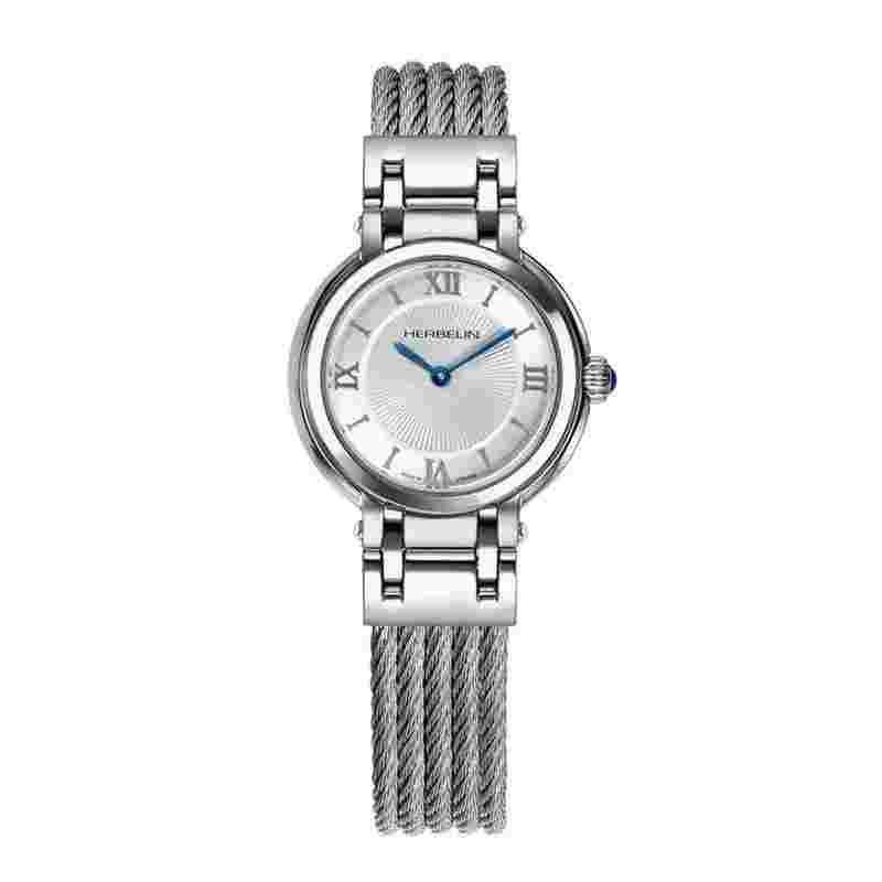 Herbelin Montre Galet Quartz Blanc Argenté & Acier 17430BC28