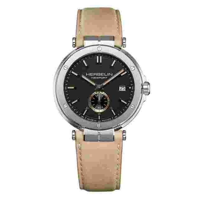 Herbelin Montre Newport Quartz Noir & Cuir Beige 18389A24SA 