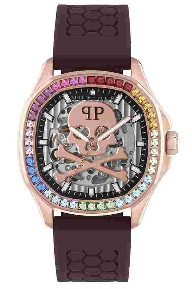 Philipp Plein PWRAA0623 Unisex-Armbanduhr Automatik Braun/Roségoldfarben 