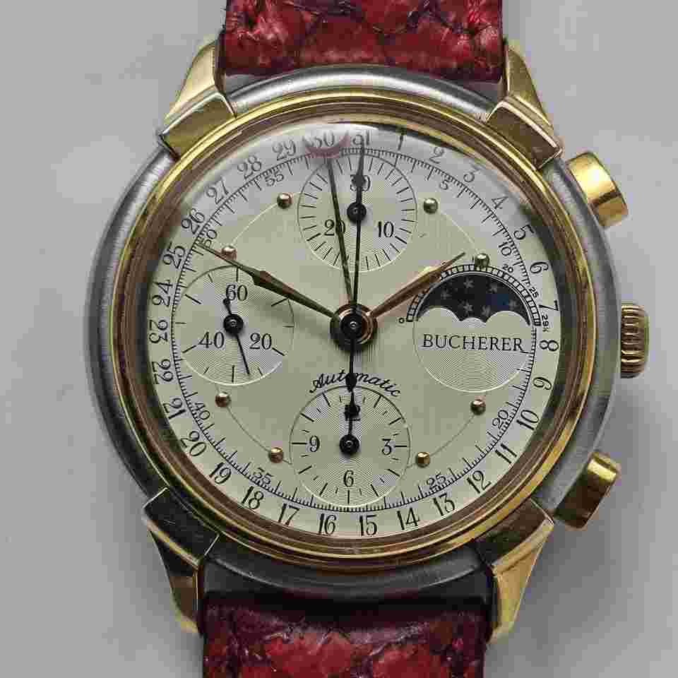 Bucherer Temple Date Moonphase Chronograph Automatic Men's Watch Ref 78790