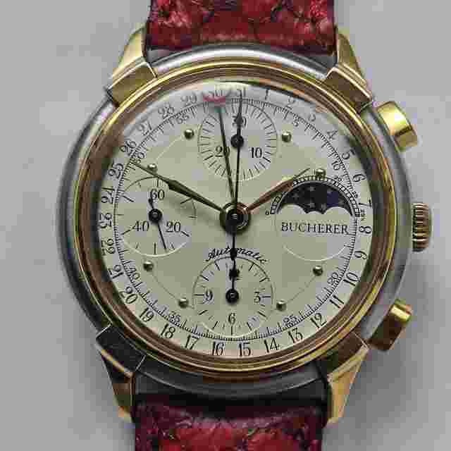 Bucherer Temple Date Moonphase Chronograph Automatic Men's Watch Ref 78790 