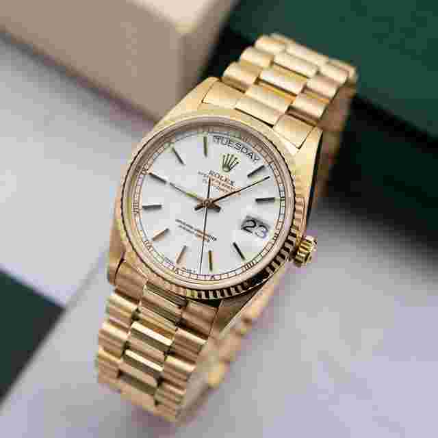 Rolex Day-Date 36 18038 - 1985 - Rolex Service 2025 Rare “SINGER White Caramel” Dial