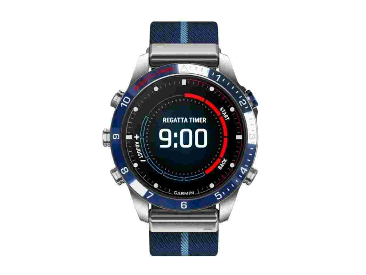 Garmin MARQ Captain Gen 2 digital Titan 46mm blaues Jacquard-Nylonband