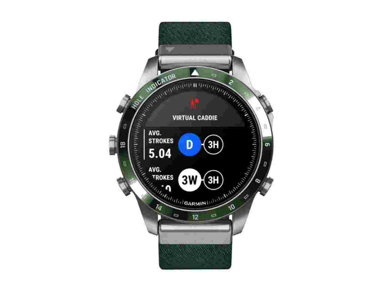 Garmin MARQ Golfer Gen 2 digital Titan 46mm grünes Jacquard-Nylonband