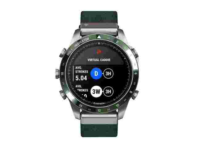 Garmin MARQ Golfer Gen 2 digital Titan 46mm grünes Jacquard-Nylonband