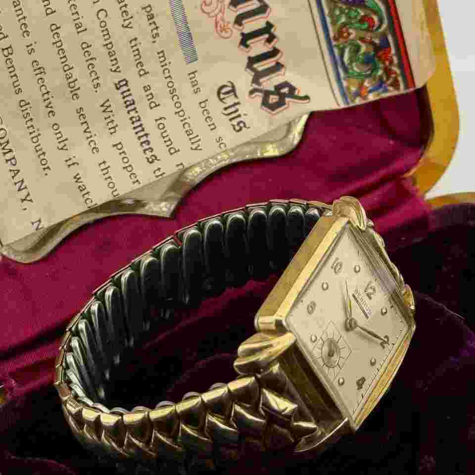 Benrus Citation Full Set Art Deco 10k Gold Filled Vintage 1940s