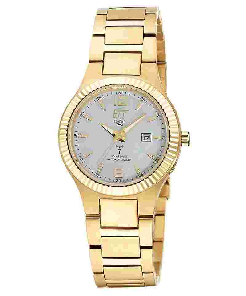 ETT Eco Tech Time ELT-11673-12M Funk-Solar Damenuhr Everest Lady Goldfarben 