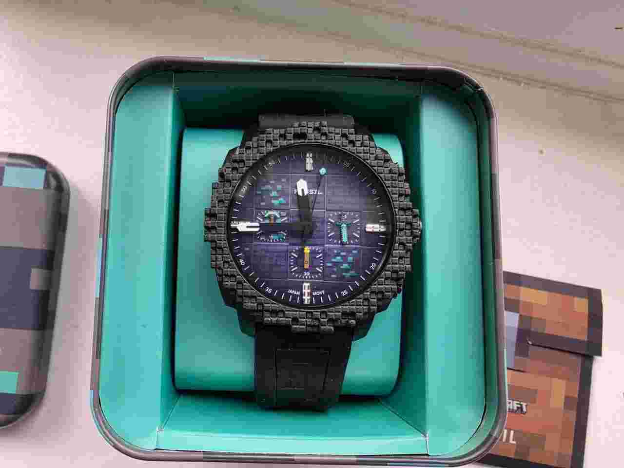 Fossil Minecraft x Fossil Limited-Edition Deepslate Chronograph Watch Limited Edition 1/2220 Like New Worn Once