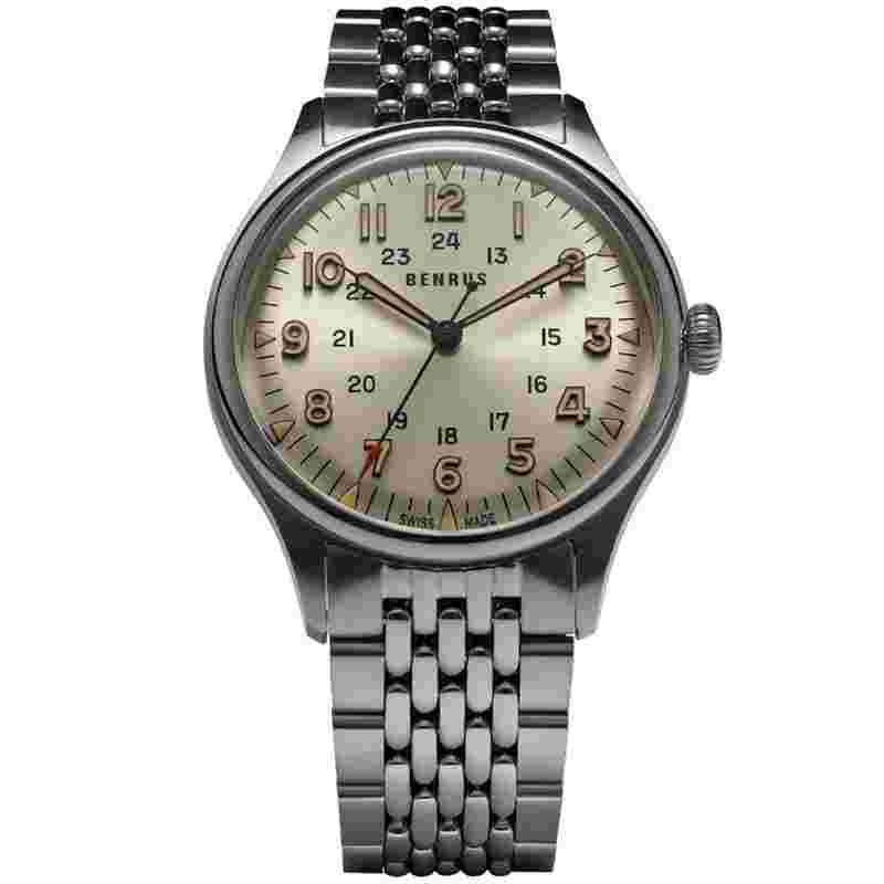 Benrus BOR 39.5mm Silver Dial Men's Watch 3061-SS-S-039-03