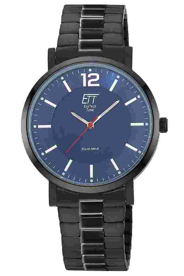 ETT Eco Tech Time EGS-12161-31M Herrenuhr Solar Stahl Schwarz/Blau 