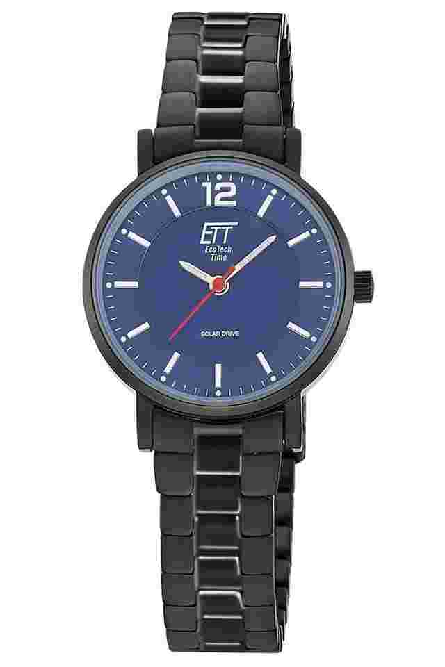 ETT Eco Tech Time ELS-12167-31M Damen-Solaruhr Stahl Schwarz/Blau 
