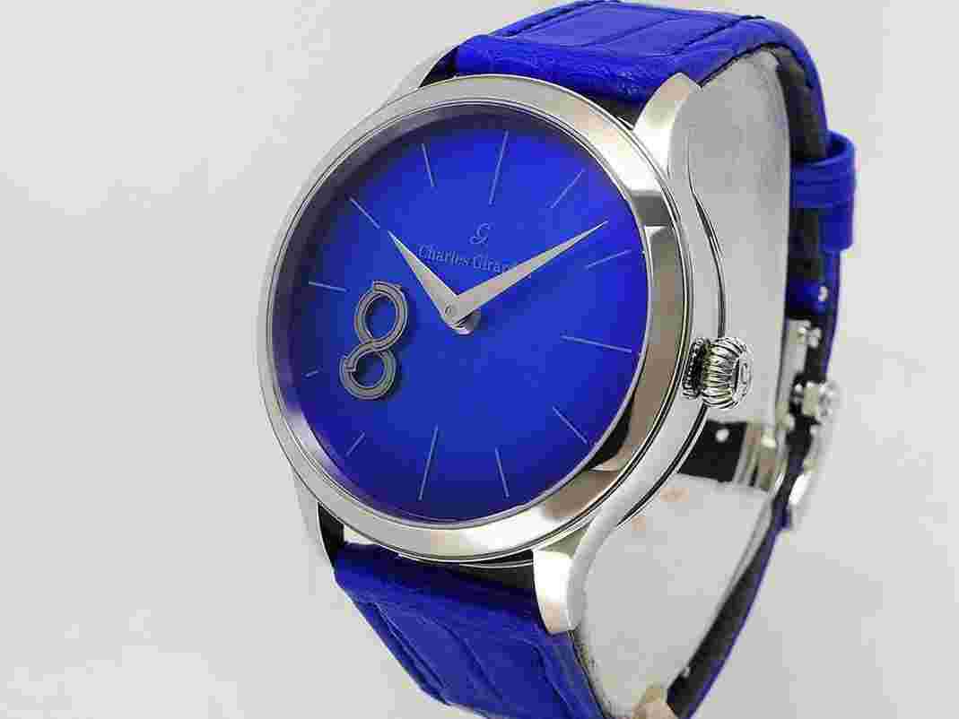 charles girardier Magic 8 Double Second Cobalt Blue CG.T15.01.B01 Titanium Animation motion 