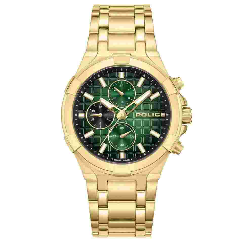 Police PEWGK0082003 Herrenuhr Dualtime Guardian Goldfarben