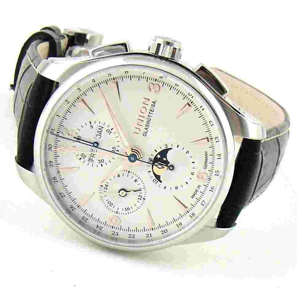 Union Glashütte Belisar Chronograph Moonphase White Dial Brand new Complete set Warranty