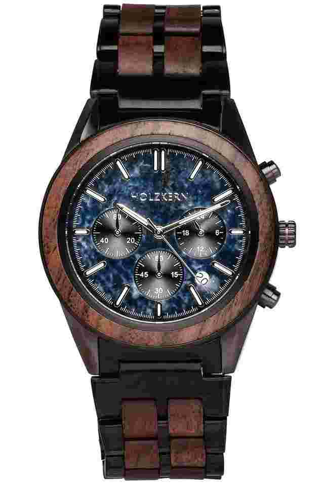 Holzkern Herren-Chronograph Quarz Space Dust Walnuss/Marmor