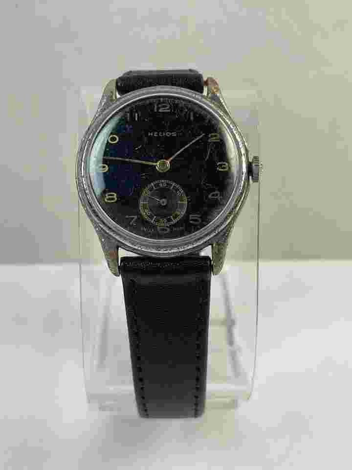 Helios Military WWII 1941 Black Dial Subsidiary Seconds Stainless Steel Swiss Made 