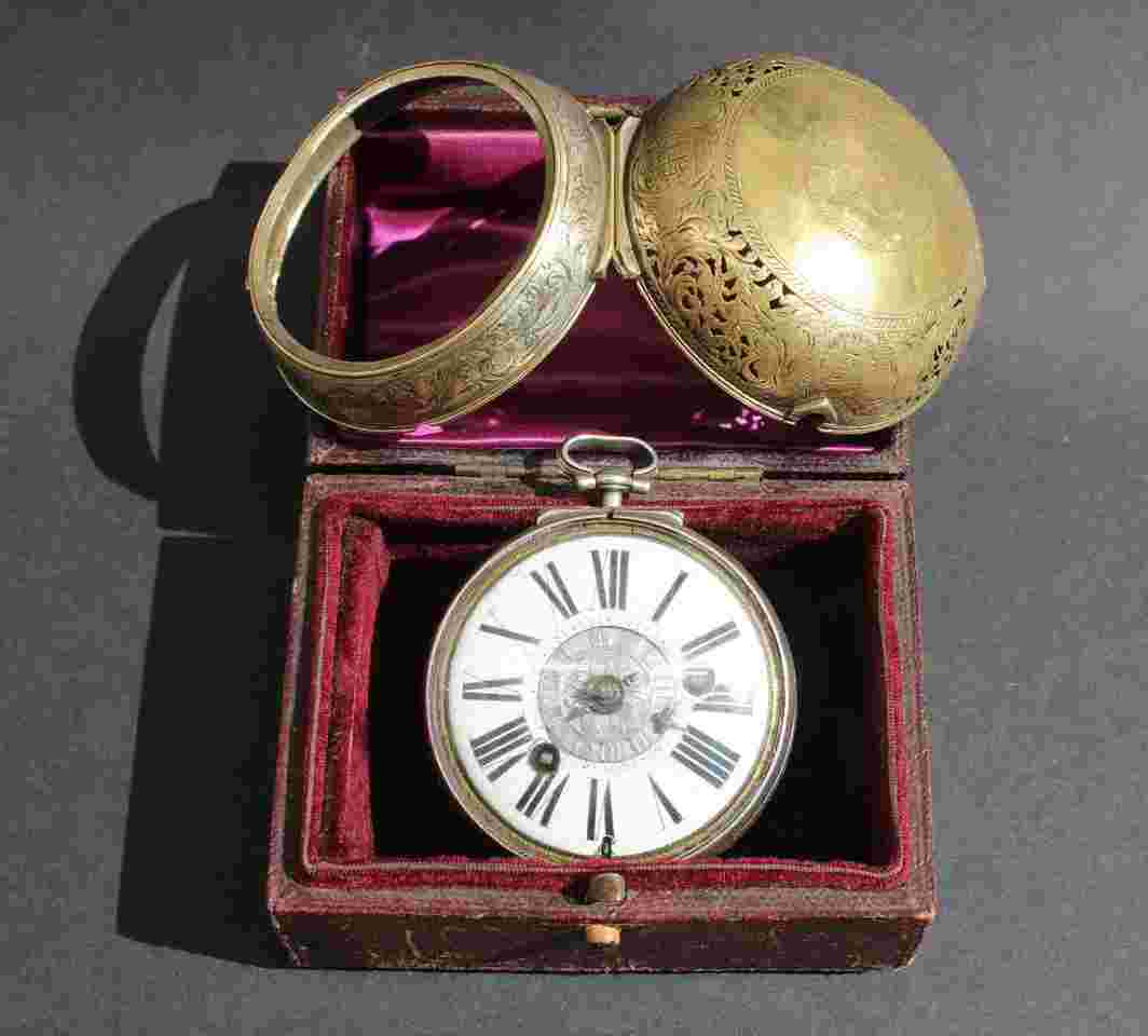 Antique 17th Single Hand Alarm Verge Fusee Silver Pocket Watch 1680 Rare Italy 'Oignon' silver pair cases