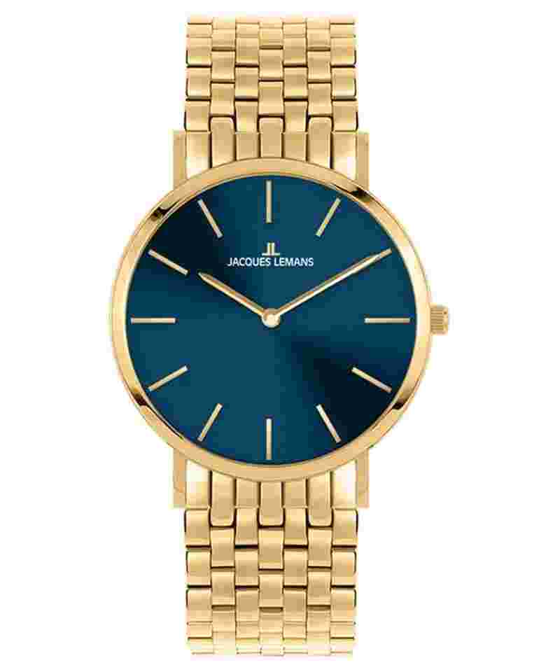 Jacques Lemans 1-2172M Damen-Armbanduhr Nizza Goldfarben/Dunkelblau