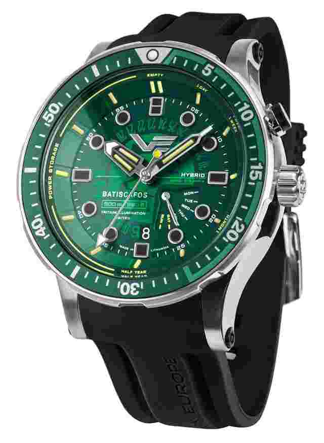 Vostok Europe PX84-511A770-BLK Herren-Taucheruhr Hybrid Batiscafos Grün