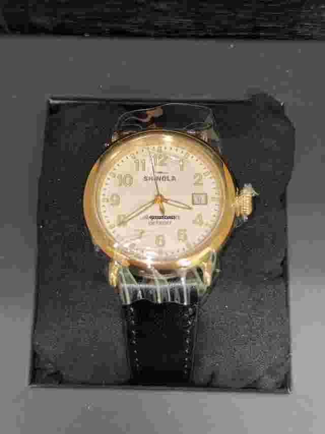 Shinola Runwell 36mm White Dial Black Leather Band Watch S0120308478