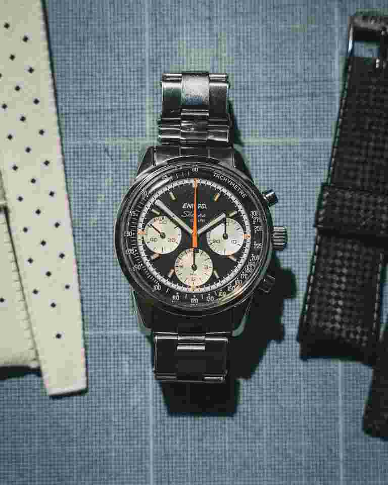 Enicar Sherpa Graph Super état 1967 Boite & sur-boite 4 bracelets