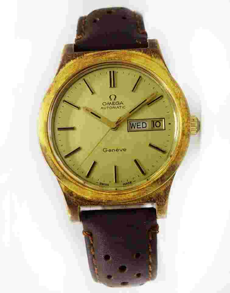 Omega Genève Vintage Geneve Automatic D/D Original Dial 35mm Men Gold/Steel Patina Case Watch C.1973
