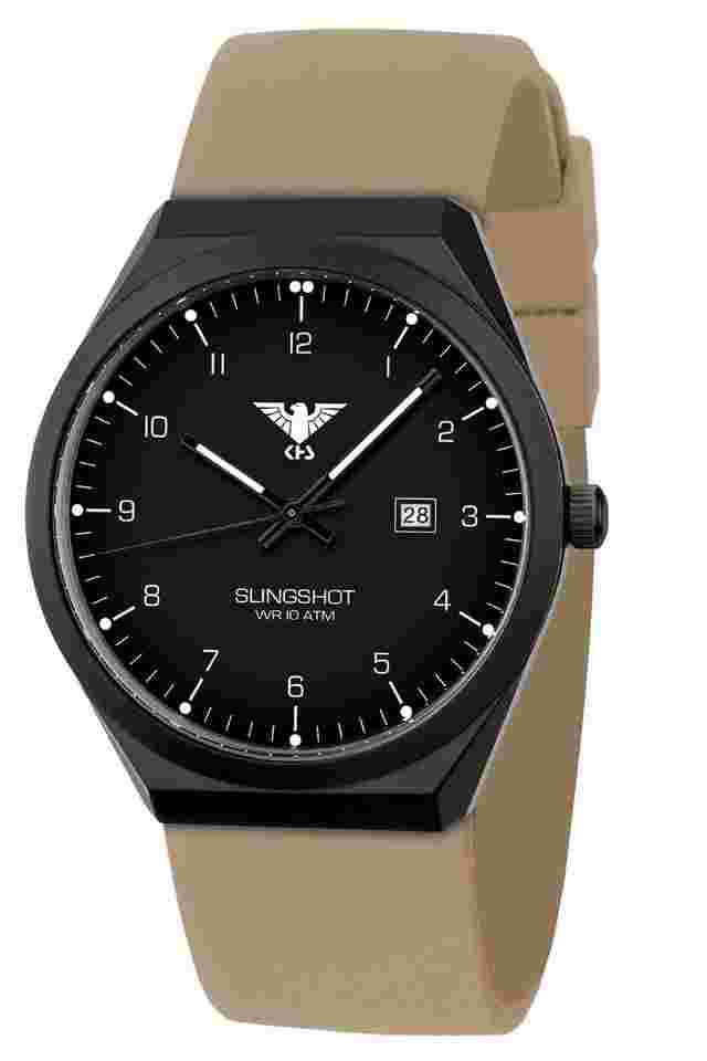 KHS SLIBS.ST Herrenuhr Slingshot Quarz Schwarz/Silikonband Beige