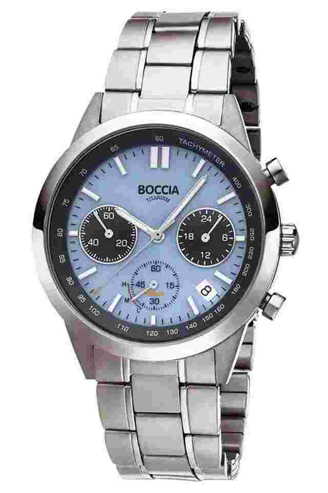 Boccia 3737-01 Herren-Solaruhr Chronograph Titan Hellblau