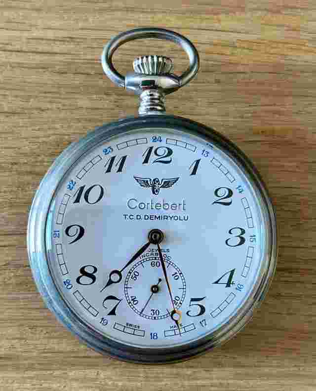 Cortébert montre de poche/gousset Argent T.C. D. Demiryolu Chemin de fer Turc 