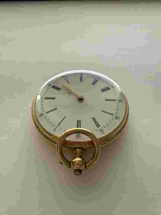 Noname Antique 18K Gold Swiss Hunter Pocket Watch Lépine Cylinder Esc. Niello Engraving Swiss Hallmarked 