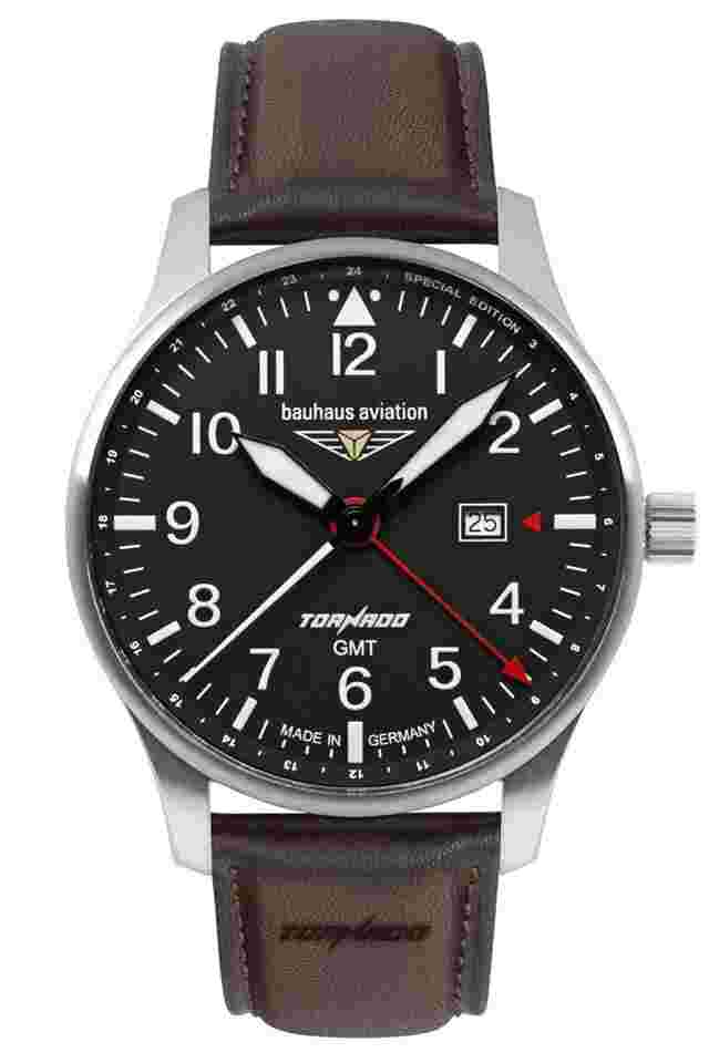 Bauhaus 2744-2 Herrenarmbanduhr Aviation GMT Tornado Braun/Schwarz
