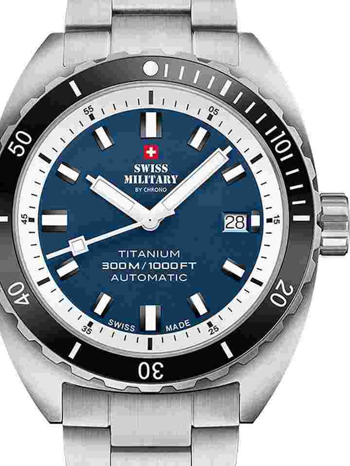 Swiss Military SMA34100.03 Diver Titanium Automatik Herrenuhr 42mm 30ATM