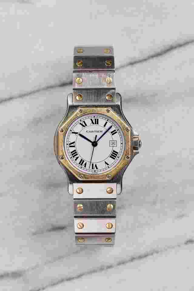 Cartier Santos Vintage Cartier Santos Octagon Reference 2966 Two-Tone Automatic White Roman