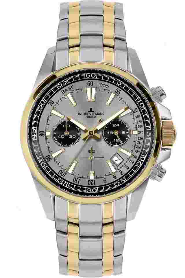 Jacques Lemans 1-2117ZM Herrenuhr Chronograph Liverpool Zweifarbig/Grau