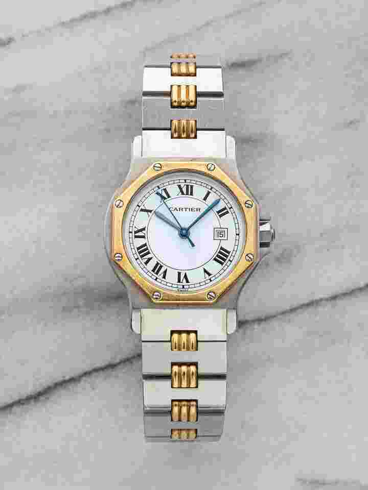 Cartier Santos Vintage Cartier Santos Octagon 0907 Two-Tone Automatic White Roman Dial 25mm
