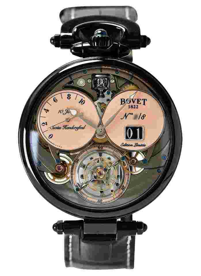 Bovet Virtuoso VIII Chapter Two Reimagined in Titanium Black DLC Limited to 8 on Black Leather Strap with Salmon Super LumiNova Dial