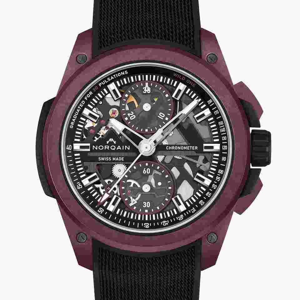Norqain Wild ONE Skeleton Chrono Burgundy Limited Edition New Full Set Warranty