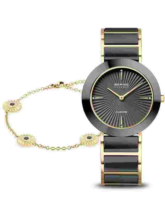 Bering 11435-732-GWP Damenuhr Set Black Ceramic 35mm 3ATM 
